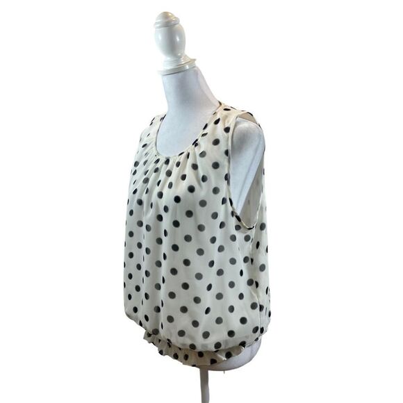 Collective Concepts White with Black Polka‎ Dots Sleeveless Blouse Size Large - Picture 1 of 9